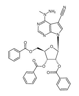 4-(1-methylhydrazino)-5-cyano-7-[(2,3,5-tri-O-benzoyl)-β-D-ribofuranosyl]-7H-pyrrolo[2,3-d]pyrimidine Structure