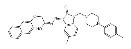 N-[(E)-[5-methyl-1-[[4-(4-methylphenyl)piperazin-1-yl]methyl]-2-oxoindol-3-ylidene]amino]-2-naphthalen-2-yloxyacetamide Structure