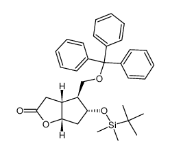 (3aR,4S,5R,6aS)-5-(tert-butyldimethylsilyloxy)-4-(trityloxymethyl)-hexahydrocyclopenta(b)furan-2-one Structure