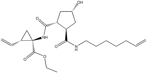 (1R,2S)-2-乙烯基-1-[[[(1R,2R,4R)-2-[(6-庚烯-1-基氨基)羰基]-4-羟基环戊基]羰基]氨基]环丙烷羧酸乙酯结构式