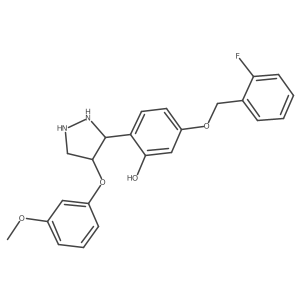 5-[(2-Fluorophenyl)methoxy]-2-[4-(3-methoxyphenoxy)pyrazolidin-3-yl]phenol结构式