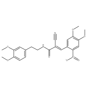 (Z)-2-Cyano-3-(4,5-dimethoxy-2-nitrophenyl)-N-[2-(3,4-dimethoxyphenyl)ethyl]prop-2-enamide结构式