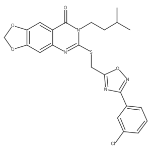 6-(((3-(3-chlorophenyl)-1,2,4-oxadiazol-5-yl)methyl)thio)-7-isopentyl-[1,3]dioxolo[4,5-g]quinazolin-8(7H)-one结构式