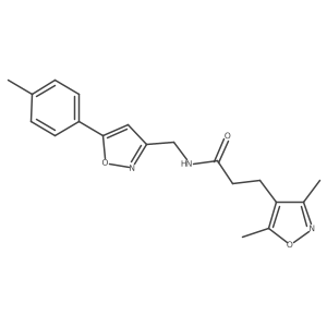 3-(3,5-dimethylisoxazol-4-yl)-N-((5-(p-tolyl)isoxazol-3-yl)methyl)propanamide结构式