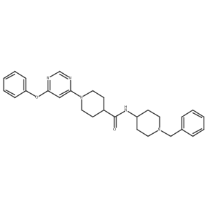 N-(1-benzylpiperidin-4-yl)-1-(6-phenoxypyrimidin-4-yl)piperidine-4-carboxamide结构式