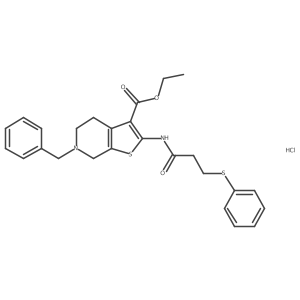 Ethyl 6-benzyl-2-(3-(phenylthio)propanamido)-4,5,6,7-tetrahydrothieno[2,3-c]pyridine-3-carboxylate hydrochloride结构式