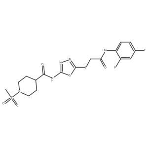N-(5-((2-((2,4-difluorophenyl)amino)-2-oxoethyl)thio)-1,3,4-thiadiazol-2-yl)-1-(methylsulfonyl)piperidine-4-carboxamide Structure