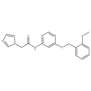 N-(6-((2-methoxybenzyl)oxy)pyrimidin-4-yl)-2-(1H-1,2,4-triazol-1-yl)acetamide结构式