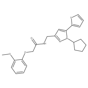 N-((1-cyclopentyl-5-(thiophen-2-yl)-1H-pyrazol-3-yl)methyl)-2-(2-methoxyphenoxy)acetamide Structure