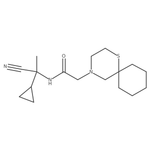 N-(1-Cyano-1-cyclopropylethyl)-2-(1-thia-4-azaspiro[5.5]undecan-4-yl)acetamide结构式