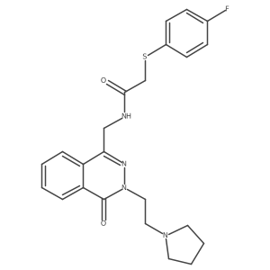 2-((4-fluorophenyl)thio)-N-((4-oxo-3-(2-(pyrrolidin-1-yl)ethyl)-3,4-dihydrophthalazin-1-yl)methyl)acetamide结构式