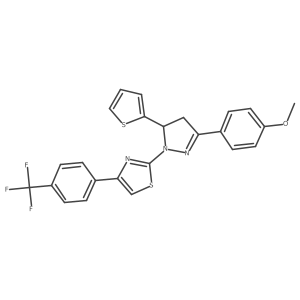Thiazole, 2-[4,5-dihydro-3-(4-methoxyphenyl)-5-(2-thienyl)-1H-pyrazol-1-yl]-4-[4-(trifluoromethyl)phenyl]- Structure
