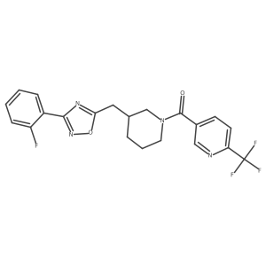 (3-((3-(2-Fluorophenyl)-1,2,4-oxadiazol-5-yl)methyl)piperidin-1-yl)(6-(trifluoromethyl)pyridin-3-yl)methanone结构式