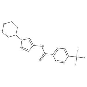 N-(1-(tetrahydro-2H-pyran-4-yl)-1H-pyrazol-4-yl)-6-(trifluoromethyl)nicotinamide结构式