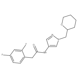 2-(2,4-difluorophenyl)-N-(1-((tetrahydro-2H-pyran-2-yl)methyl)-1H-pyrazol-4-yl)acetamide结构式
