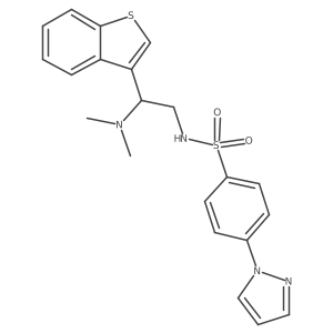 N-(2-(benzo[b]thiophen-3-yl)-2-(dimethylamino)ethyl)-4-(1H-pyrazol-1-yl)benzenesulfonamide结构式