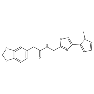2-(benzo[d][1,3]dioxol-5-yl)-N-((3-(1-methyl-1H-pyrrol-2-yl)-1,2,4-oxadiazol-5-yl)methyl)acetamide Structure