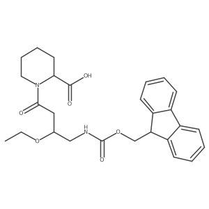 (2R)-1-[3-ethoxy-4-({[(9H-fluoren-9-yl)methoxy]carbonyl}amino)butanoyl]piperidine-2-carboxylic acid Structure