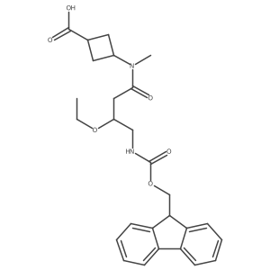 3-[3-ethoxy-4-({[(9H-fluoren-9-yl)methoxy]carbonyl}amino)-N-methylbutanamido]cyclobutane-1-carboxylic acid Structure