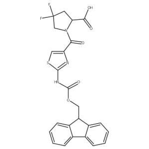 1-[2-({[(9H-fluoren-9-yl)methoxy]carbonyl}amino)-1,3-thiazole-4-carbonyl]-4,4-difluoropyrrolidine-2-carboxylic acid结构式