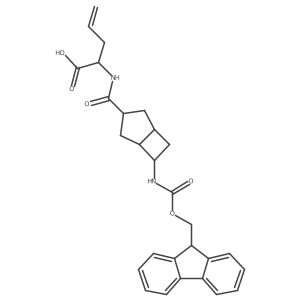 rac-2-{[(1R,5R,6S)-6-({[(9H-fluoren-9-yl)methoxy]carbonyl}amino)bicyclo[3.2.0]heptan-3-yl]formamido}pent-4-enoic acid结构式