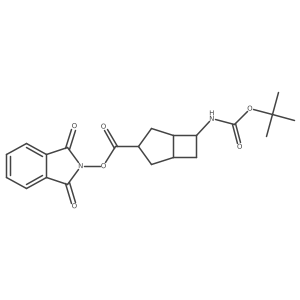 rac-1,3-dioxo-2,3-dihydro-1H-isoindol-2-yl (1R,3S,5R,6R)-6-{[(tert-butoxy)carbonyl]amino}bicyclo[3.2.0]heptane-3-carboxylate结构式
