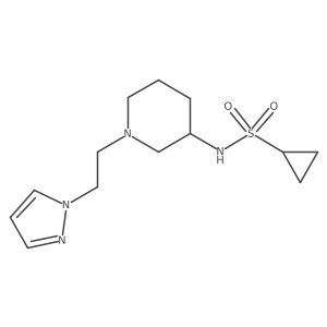 N-{1-[2-(1H-pyrazol-1-yl)ethyl]piperidin-3-yl}cyclopropanesulfonamide结构式