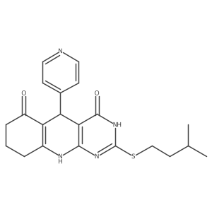 2-(isopentylthio)-5-(pyridin-4-yl)-7,8,9,10-tetrahydropyrimido[4,5-b]quinoline-4,6(3H,5H)-dione结构式