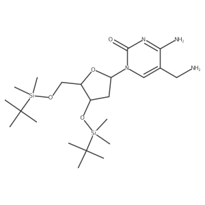 5-(Aminomethyl)-2a(2)-deoxy-3a(2),5a(2)-bis-O-[(1,1-dimethylethyl)dimethylsilyl]cytidine结构式