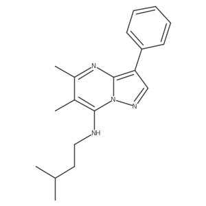 5,6-dimethyl-N-(3-methylbutyl)-3-phenylpyrazolo[1,5-a]pyrimidin-7-amine结构式
