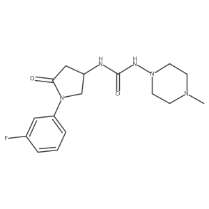1-(1-(3-Fluorophenyl)-5-oxopyrrolidin-3-yl)-3-(4-methylpiperazin-1-yl)urea结构式