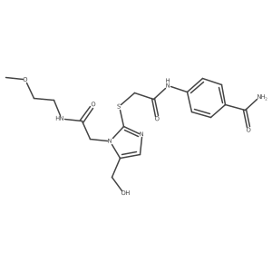 4-(2-((5-(hydroxymethyl)-1-(2-((2-methoxyethyl)amino)-2-oxoethyl)-1H-imidazol-2-yl)thio)acetamido)benzamide Structure