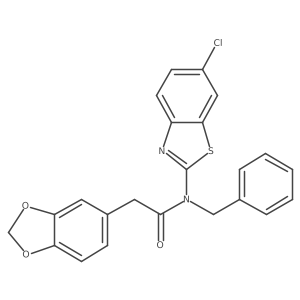 2-(benzo[d][1,3]dioxol-5-yl)-N-benzyl-N-(6-chlorobenzo[d]thiazol-2-yl)acetamide结构式