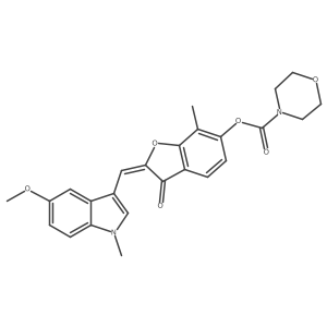 (2E)-2-[(5-methoxy-1-methyl-1H-indol-3-yl)methylidene]-7-methyl-3-oxo-2,3-dihydro-1-benzofuran-6-yl morpholine-4-carboxylate Structure