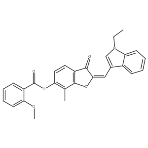 (2E)-2-[(1-ethyl-1H-indol-3-yl)methylidene]-7-methyl-3-oxo-2,3-dihydro-1-benzofuran-6-yl 2-methoxybenzoate结构式