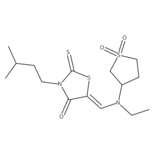 (5Z)-5-{[(1,1-dioxidotetrahydrothiophen-3-yl)(ethyl)amino]methylidene}-3-(3-methylbutyl)-2-thioxo-1,3-thiazolidin-4-one结构式
