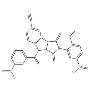 (3aS,4R,9aS,9bR)-2-(2-methoxy-5-nitrophenyl)-4-[(3-nitrophenyl)carbonyl]-1,3-dioxo-2,3,3a,4,9a,9b-hexahydro-1H-pyrrolo[3,4-a]indolizine-8-carbonitrile结构式