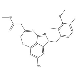 2-(4-Amino-2-((4-methoxy-3,5-dimethylpyridin-2-yl)methyl)-2,7-dihydro-6-thia-1,2,3,5-tetraazabenz(cd)azulen-8-yl)-N-methylacetamide Structure