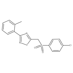 Cc1ccccc1-c1noc(CS(=O)(=O)c2ccc(Cl)cc2)n1结构式