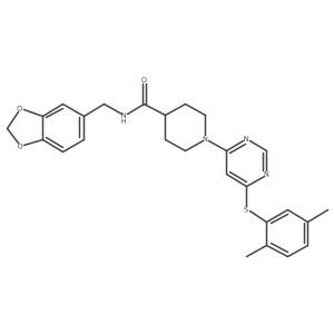 N-[(2H-1,3-benzodioxol-5-yl)methyl]-1-{6-[(2,5-dimethylphenyl)sulfanyl]pyrimidin-4-yl}piperidine-4-carboxamide结构式