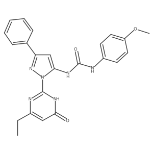 1-(1-(4-ethyl-6-oxo-1,6-dihydropyrimidin-2-yl)-3-phenyl-1H-pyrazol-5-yl)-3-(4-methoxyphenyl)urea结构式