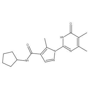 N-cyclopentyl-1-(4,5-dimethyl-6-oxo-1,6-dihydropyrimidin-2-yl)-5-methyl-1H-pyrazole-4-carboxamide结构式