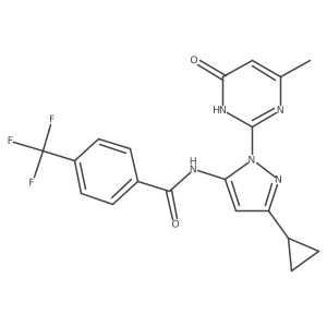 N-(3-cyclopropyl-1-(4-methyl-6-oxo-1,6-dihydropyrimidin-2-yl)-1H-pyrazol-5-yl)-4-(trifluoromethyl)benzamide Structure