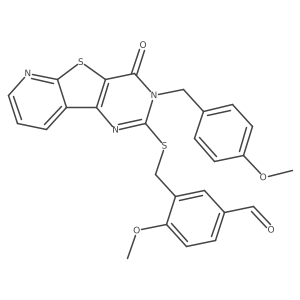 4-Methoxy-3-(((3-(4-methoxybenzyl)-4-oxo-3,4-dihydropyrido[3',2':4,5]thieno[3,2-d]pyrimidin-2-yl)thio)methyl)benzaldehyde Structure