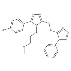 5-[[5-(4-Chlorophenyl)-4-(3-methoxypropyl)-1,2,4-triazol-3-yl]sulfanylmethyl]-1-phenyltetrazole Structure