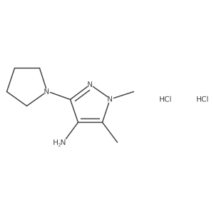1,5-Dimethyl-3-(1-pyrrolidinyl)-1H-pyrazol-4-amine dihydrochloride结构式