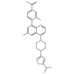 3-Fluoro-4-[6-fluoro-4-[4-[5-(1-methylethyl)-1,2,4-oxadiazol-3-yl]-1-piperidinyl]-8-quinazolinyl]benzoic acid结构式