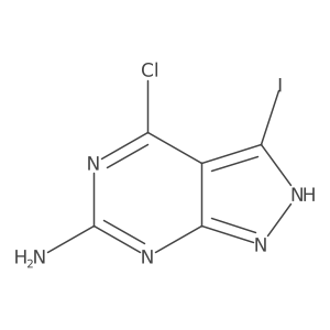 4-Chloro-3-iodo-1H-pyrazolo[3,4-d]pyrimidin-6-amine结构式