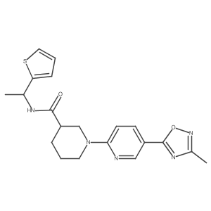 1-(5-(3-methyl-1,2,4-oxadiazol-5-yl)pyridin-2-yl)-N-(1-(thiophen-2-yl)ethyl)piperidine-3-carboxamide结构式