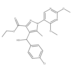 ethyl 4-((4-chlorophenyl)(hydroxy)methyl)-1-(2,4-dimethoxypyrimidin-5-yl)-5-methyl-1H-pyrazole-3-carboxylate结构式